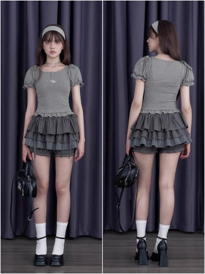 Drawstring Tiered Ruffle Cake Shorts【s0000013001】