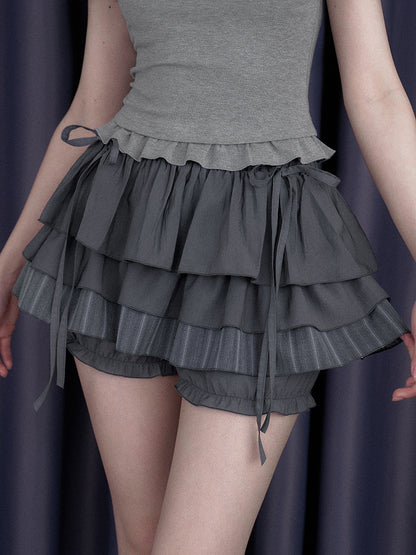 Drawstring Tiered Ruffle Cake Shorts【s0000013001】