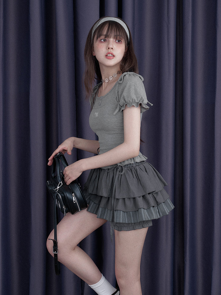 Drawstring Tiered Ruffle Cake Shorts【s0000013001】