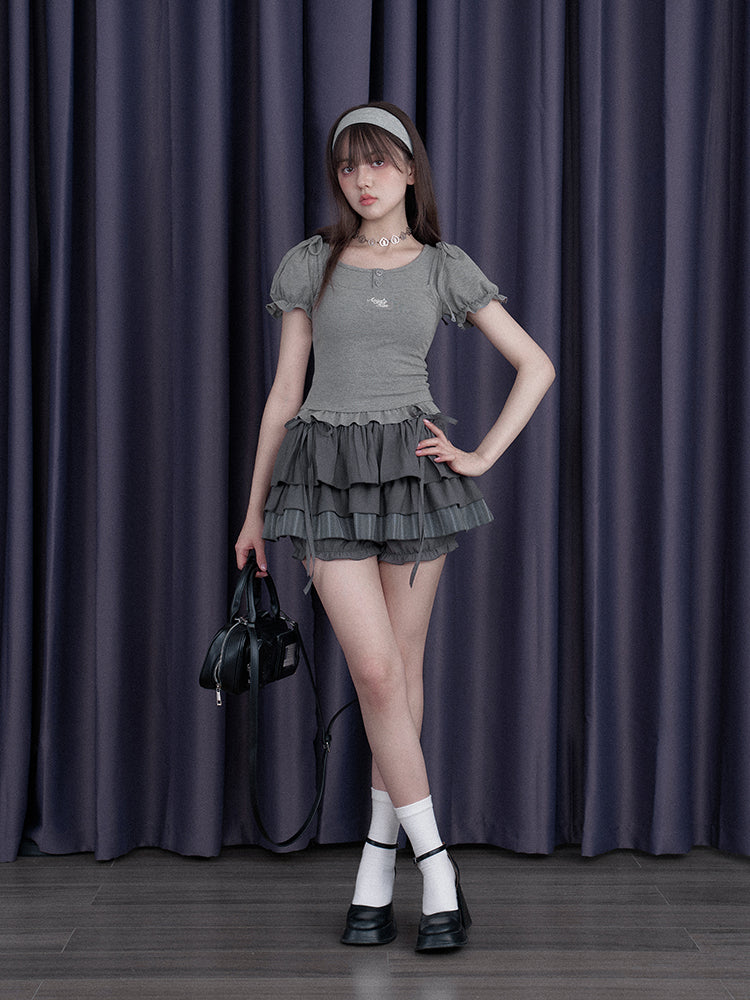 Drawstring Tiered Ruffle Cake Shorts【s0000013001】