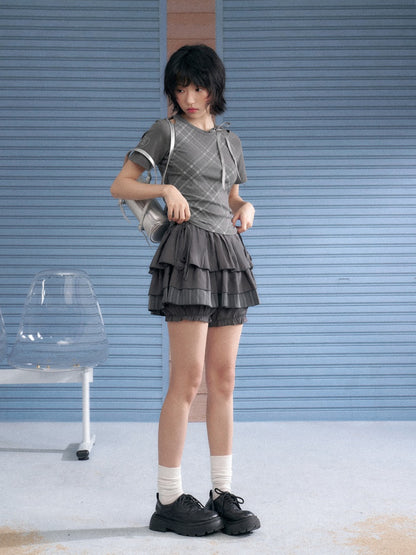 Drawstring Tiered Ruffle Cake Shorts【s0000013001】