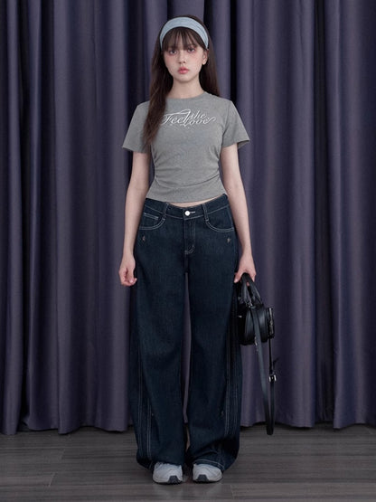 Back Bow Side Gathered Logo T-Shirt【s0000013002】