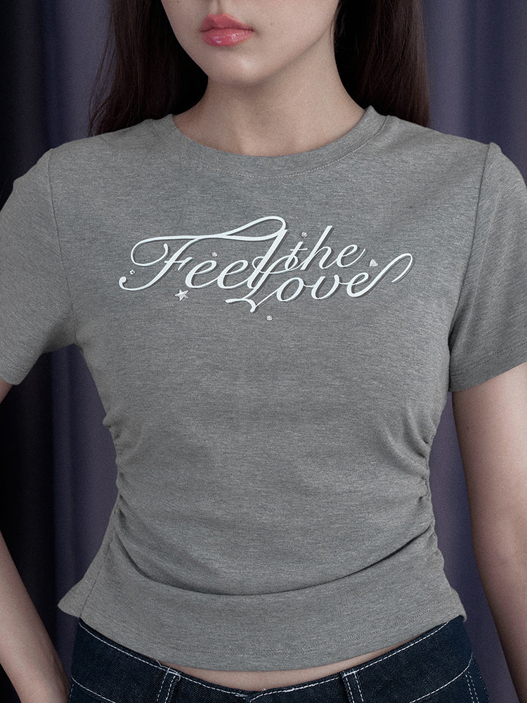 Back Bow Side Gathered Logo T-Shirt【s0000013002】