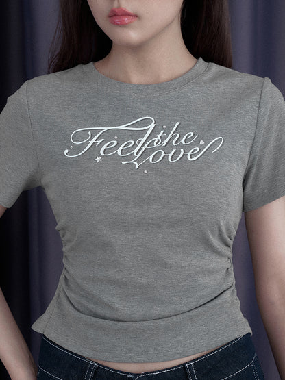 Back Bow Side Gathered Logo T-Shirt【s0000013002】