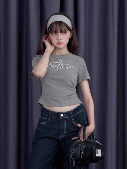 Back Bow Side Gathered Logo T-Shirt【s0000013002】