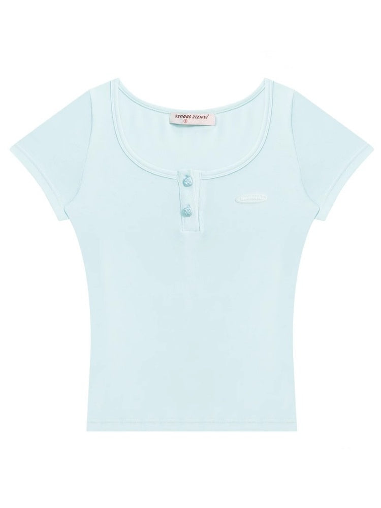 Henry Neck Slim Fit  Short Sleeve T-Shirt【s0000013003】