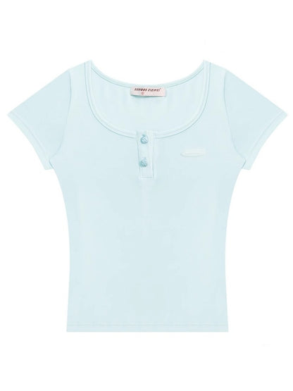 Henry Neck Slim Fit  Short Sleeve T-Shirt【s0000013003】