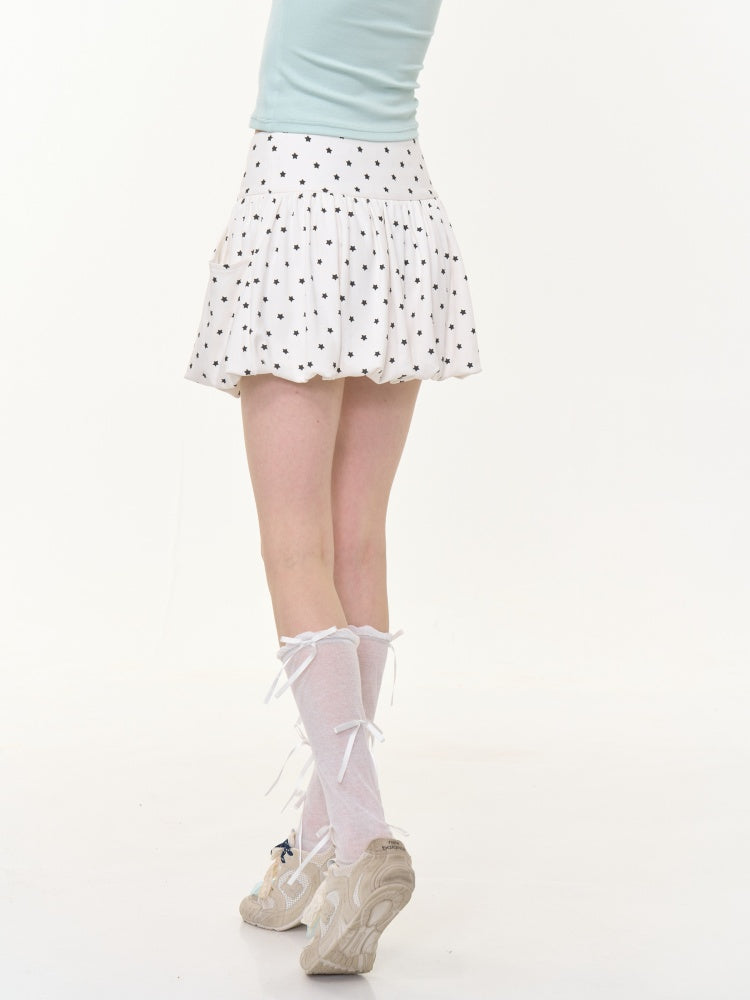 High Waisted Star Print Polka Dot Puffy Skirt【s0000013017】