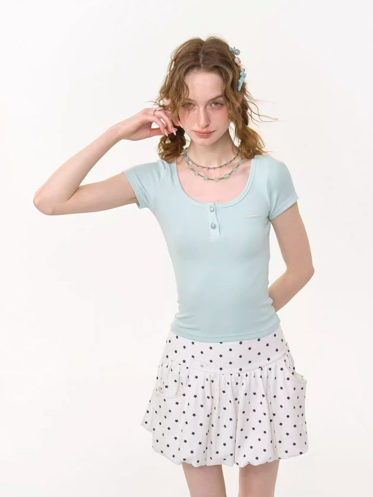 High Waisted Star Print Polka Dot Puffy Skirt【s0000013017】