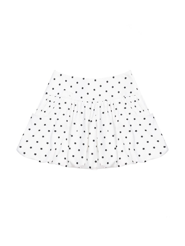 High Waisted Star Print Polka Dot Puffy Skirt【s0000013017】