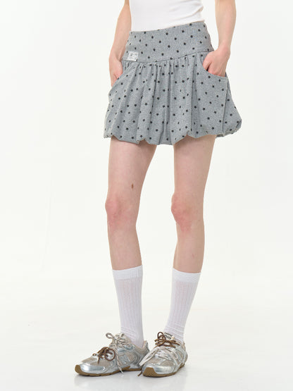 High Waisted Star Print Polka Dot Puffy Skirt【s0000013017】