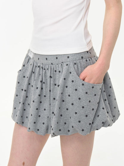 High Waisted Star Print Polka Dot Puffy Skirt【s0000013017】