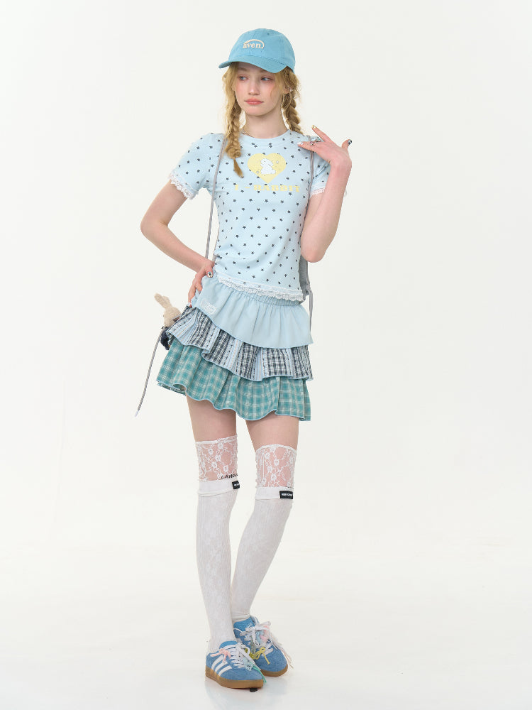 Three-Layer Elastic Waist Cake Plaid Skirt【s0000013023】