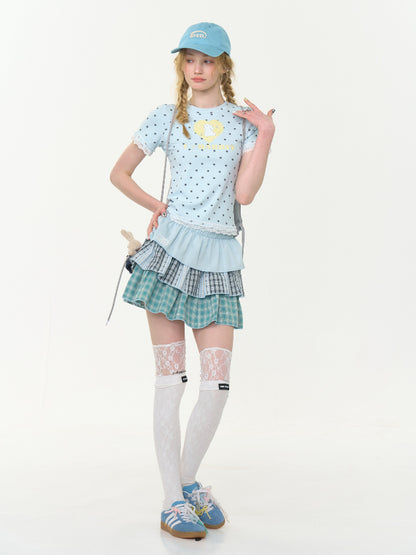 Three-Layer Elastic Waist Cake Plaid Skirt【s0000013023】