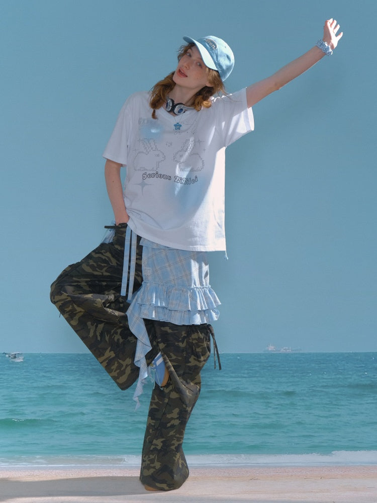 Plaid Irregular Hem Ruffle Layered Mini Skirt【s0000013025】