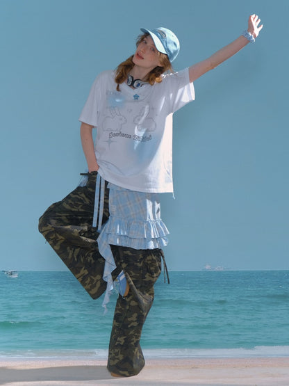 Plaid Irregular Hem Ruffle Layered Mini Skirt【s0000013025】