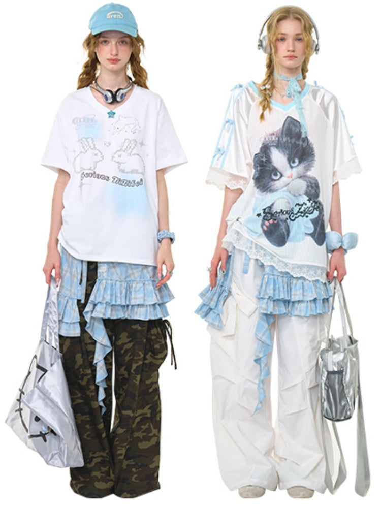 Plaid Irregular Hem Ruffle Layered Mini Skirt【s0000013025】