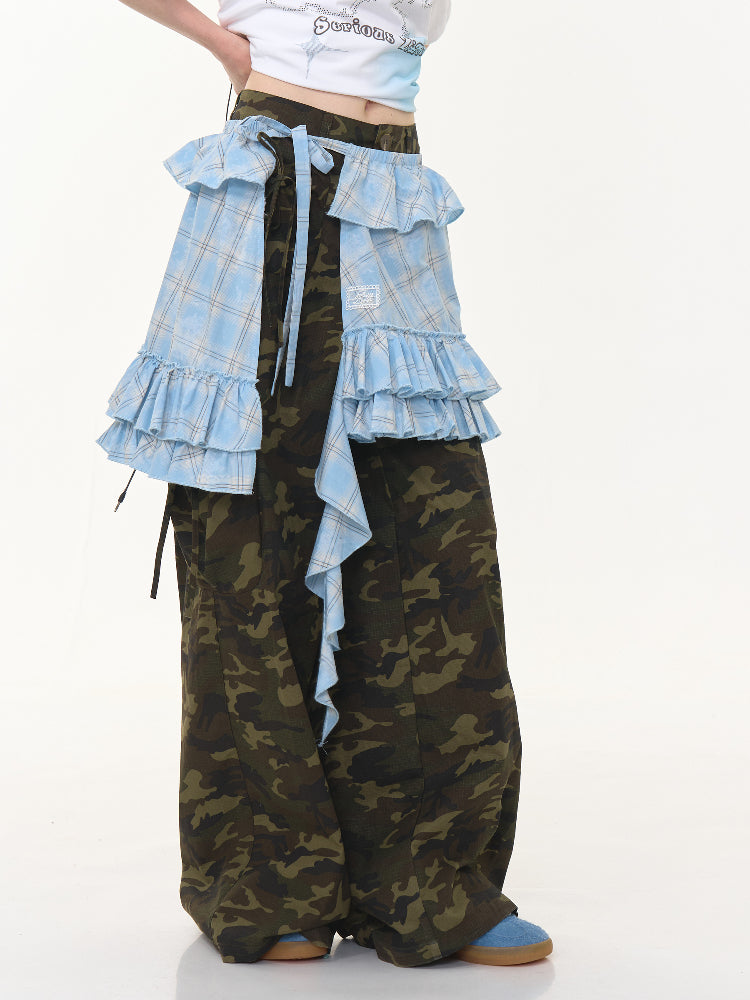 Plaid Irregular Hem Ruffle Layered Mini Skirt【s0000013025】