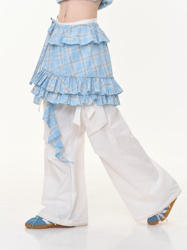 Plaid Irregular Hem Ruffle Layered Mini Skirt【s0000013025】