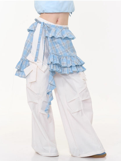 Plaid Irregular Hem Ruffle Layered Mini Skirt【s0000013025】