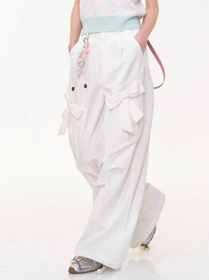Big Bow Straight Wide Leg Drawstring Casual Pants【s0000013028】