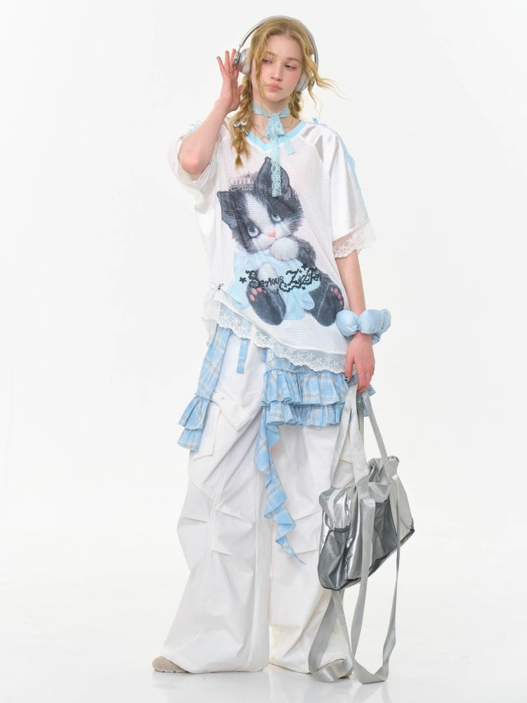 Big Bow Straight Wide Leg Drawstring Casual Pants【s0000013028】