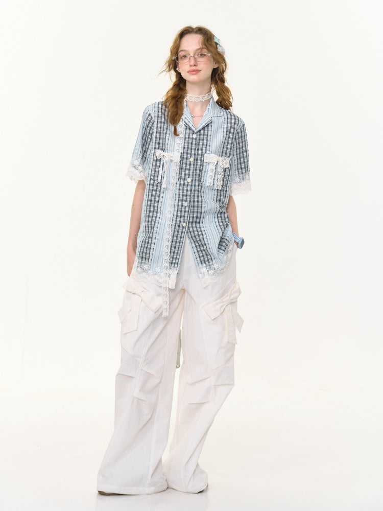 Big Bow Straight Wide Leg Drawstring Casual Pants【s0000013028】