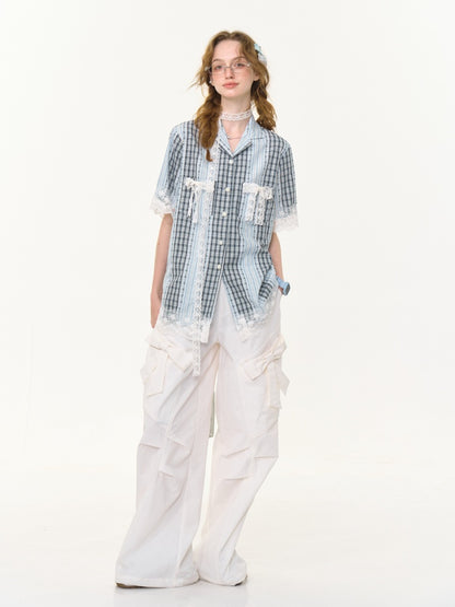 Big Bow Straight Wide Leg Drawstring Casual Pants【s0000013028】
