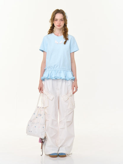 Big Bow Straight Wide Leg Drawstring Casual Pants【s0000013028】