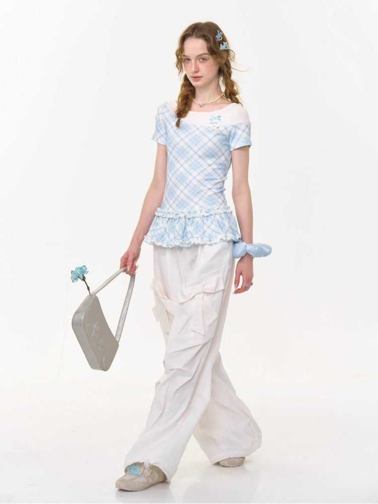 Big Bow Straight Wide Leg Drawstring Casual Pants【s0000013028】