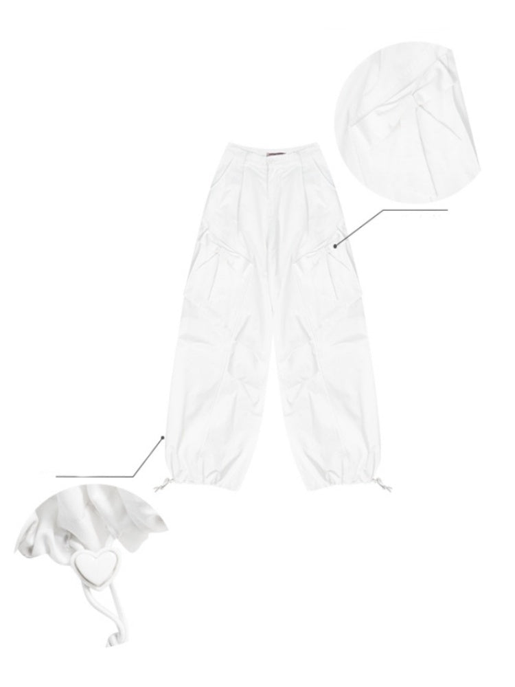 Big Bow Straight Wide Leg Drawstring Casual Pants【s0000013028】