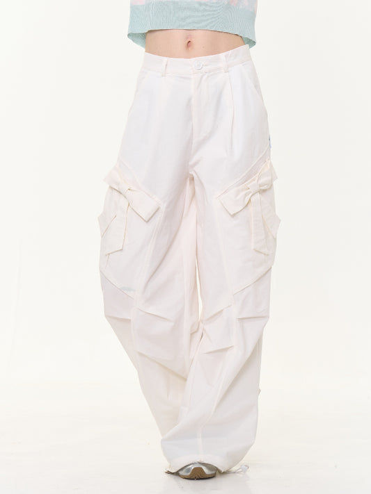 Big Bow Straight Wide Leg Drawstring Casual Pants【s0000013028】