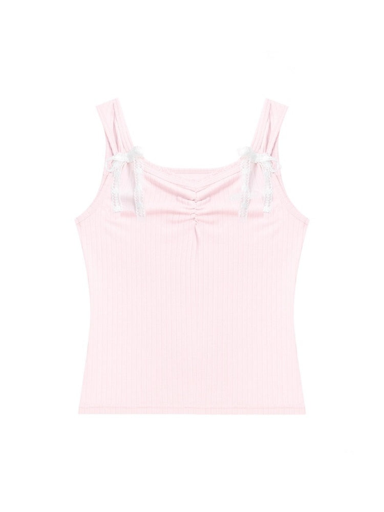 Shirring Neck Lace Ribbon Camisole【s0000013032】