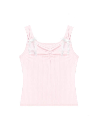 Shirring Neck Lace Ribbon Camisole【s0000013032】