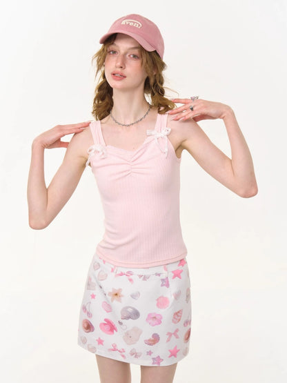 Shirring Neck Lace Ribbon Camisole【s0000013032】