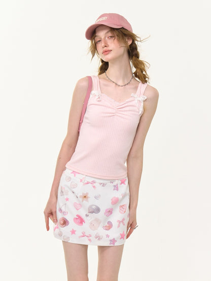Shirring Neck Lace Ribbon Camisole【s0000013032】
