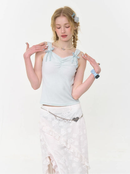 Shirring Neck Lace Ribbon Camisole【s0000013032】