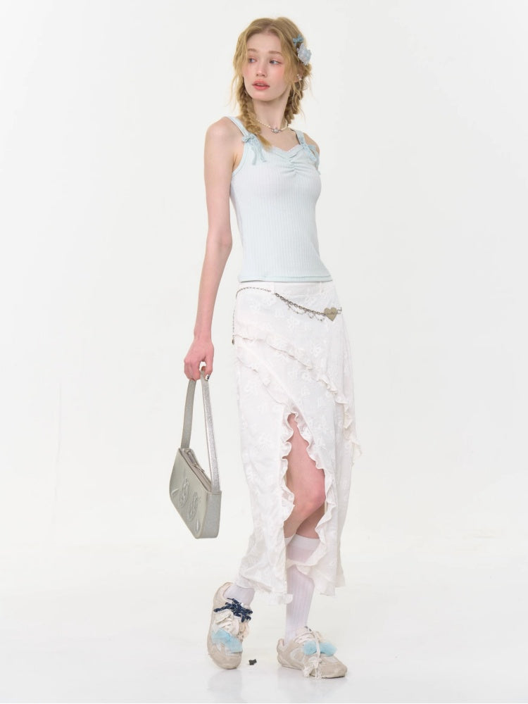 Shirring Neck Lace Ribbon Camisole【s0000013032】