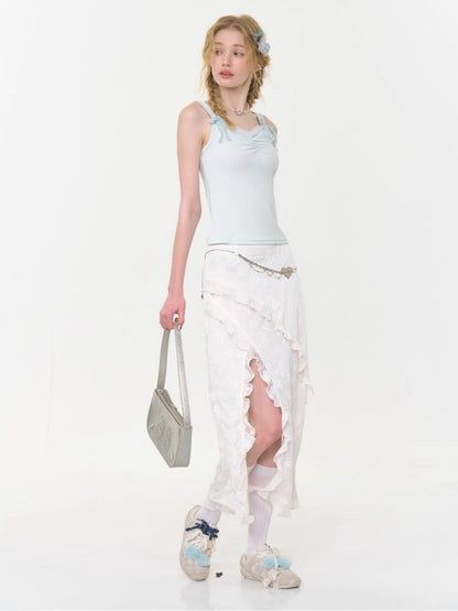 Shirring Neck Lace Ribbon Camisole【s0000013032】
