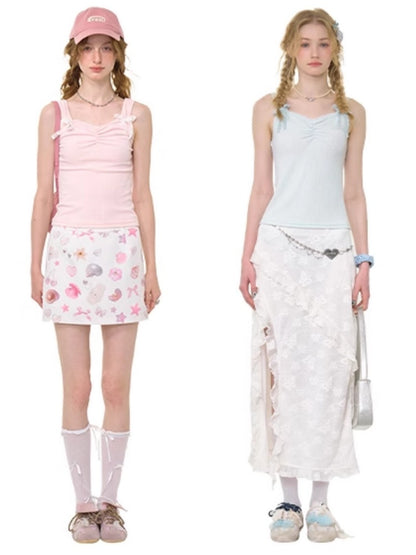 Shirring Neck Lace Ribbon Camisole【s0000013032】