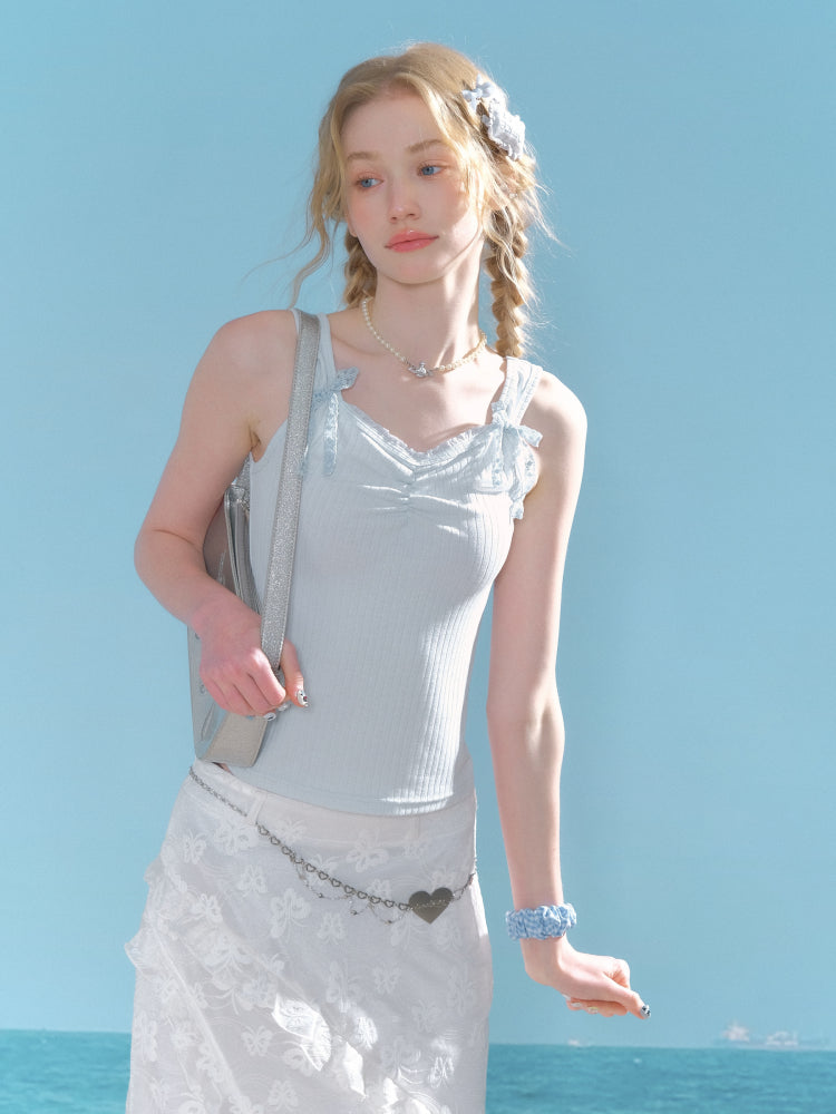 Shirring Neck Lace Ribbon Camisole【s0000013032】