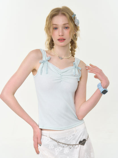 Shirring Neck Lace Ribbon Camisole【s0000013032】