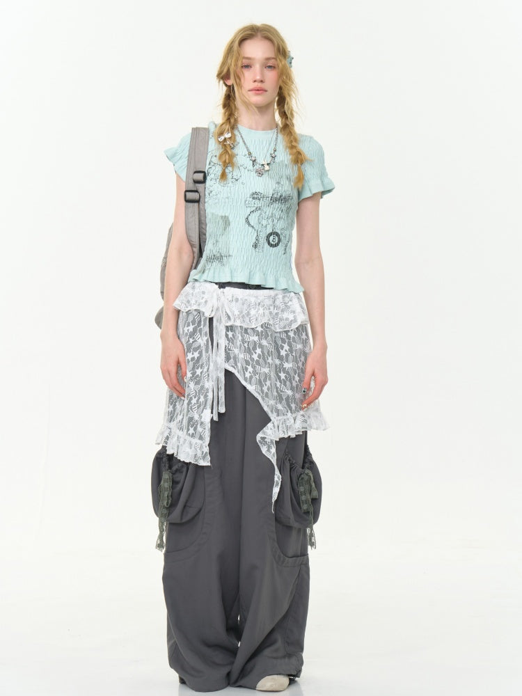 Big Plaid Ribbon Pocket Wide Leg Loose Straight Casual Pants【s0000013041】
