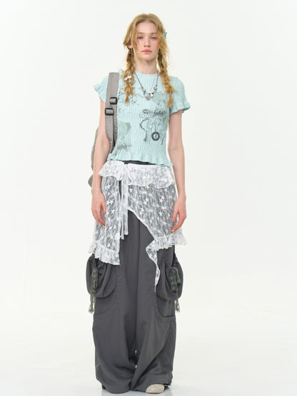 Big Plaid Ribbon Pocket Wide Leg Loose Straight Casual Pants【s0000013041】