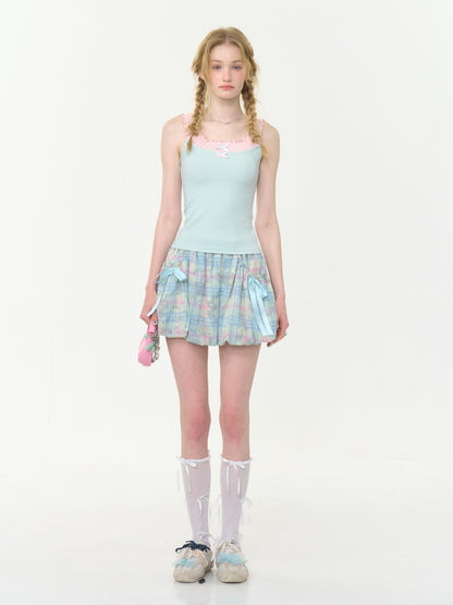 Plaid Bow Elastic Waist Bud Skirt【s0000013045】