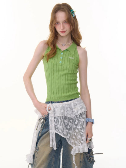 Polo Neck Cable Knitted Vest【s0000013061】