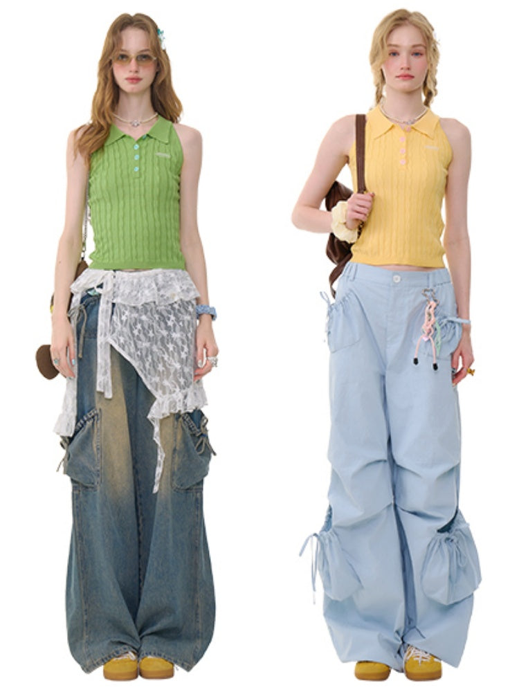 Polo Neck Cable Knitted Vest【s0000013061】