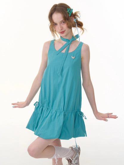 Lace-Up Bud Hem Cinched Camisole Dress【s0000013064】