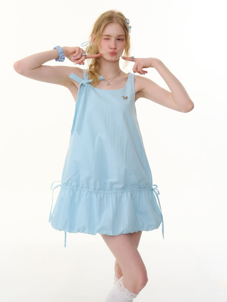 Lace-Up Bud Hem Cinched Camisole Dress【s0000013064】