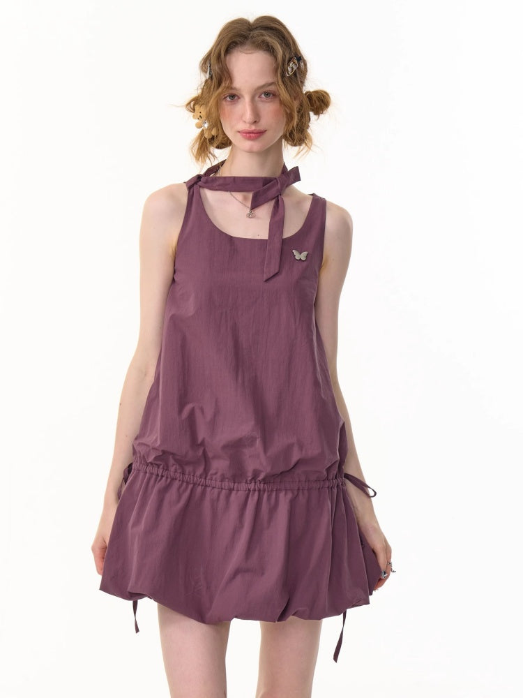 Lace-Up Bud Hem Cinched Camisole Dress【s0000013064】